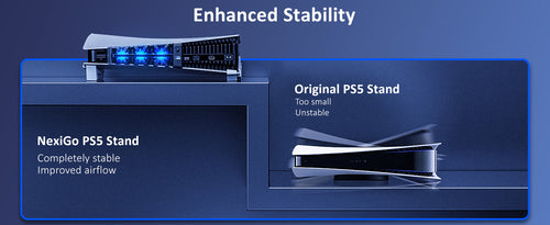Compared with the original bracket, the NexiGo PS5 horizontal stand keeps the console more stable.