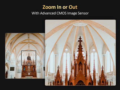 The church is currently using a PTZ camera to zoom in on specific areas.