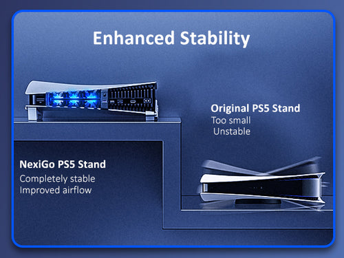 Compared with the original bracket, the NexiGo PS5 horizontal stand keeps the console more stable.