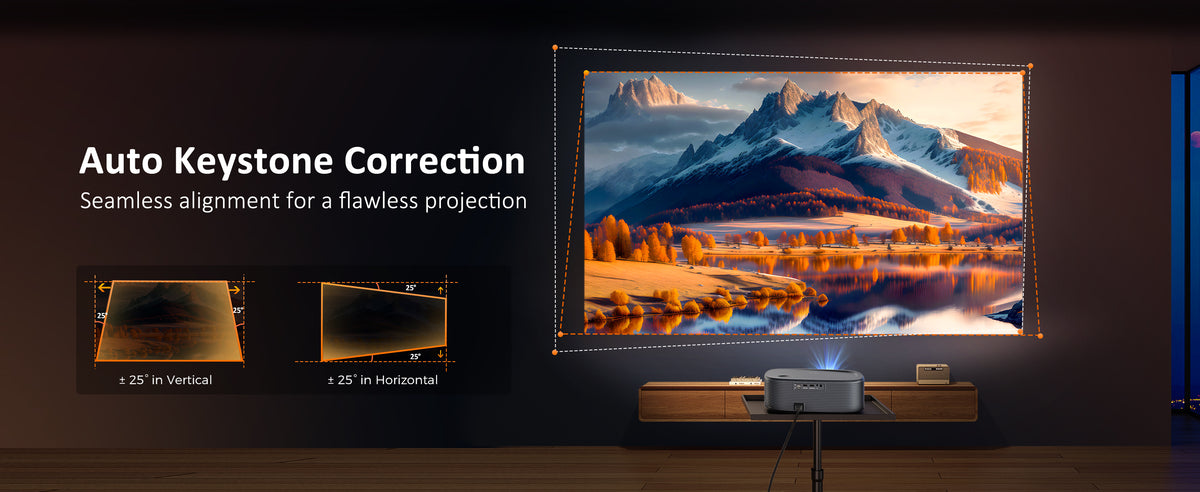 PJ30 Ultra can automatically perform keystone correction on the picture on the wall.