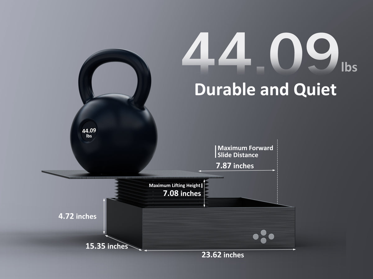 The maximum weight capacity of the lifting slide-out tray is 44.09lb