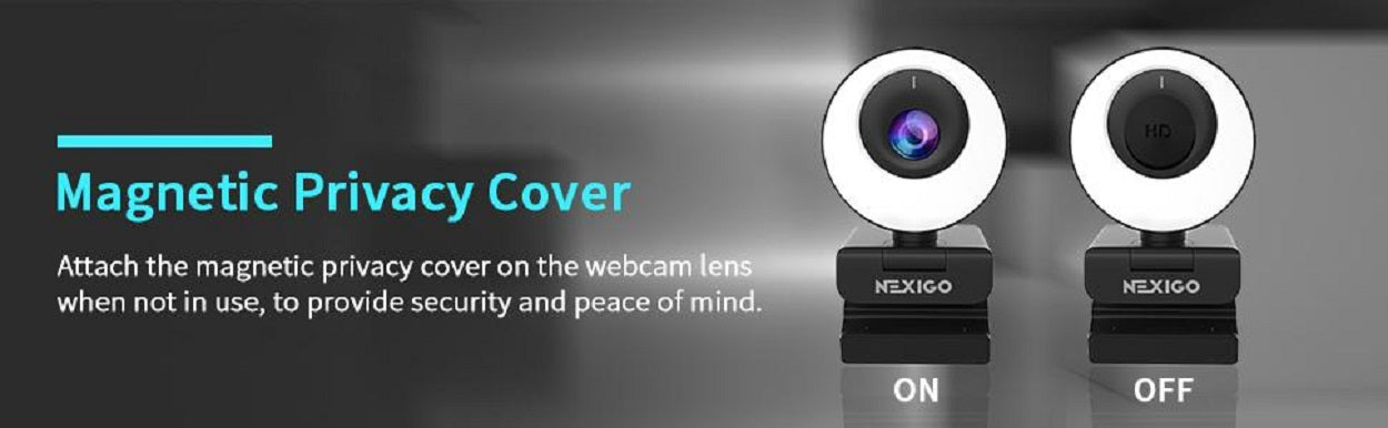 The webcam comes with a magnetic privacy cover that can be attached to the webcam.