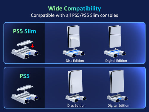 The product is compatible with both PS5 and PS5 Slim consoles.