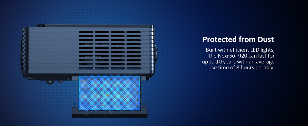 We suggest cleaning it monthly to keep air circulating and prolong the projector's life. 