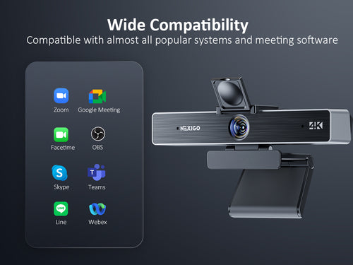 The webcam compatible with almost all popular systems and meeting software