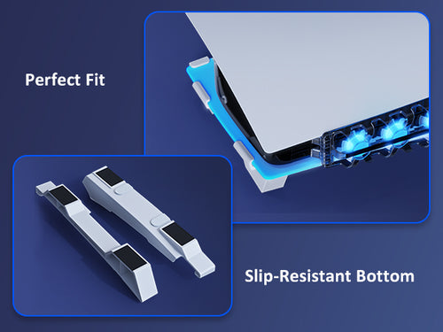 The PS5 stand fits the console very well, and the bottom is designed with a non-slip pad.