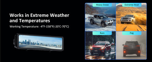 Operates in extreme weather (-4°F to 158°F), including heavy snow, extreme heat, rain, and fog.