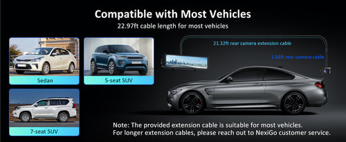 Compatible with most vehicles, including sedans, 5-seat SUVs, and 7-seat SUVs.