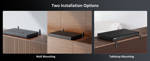 Two installation options for sliding tray: wall or TV cabinet