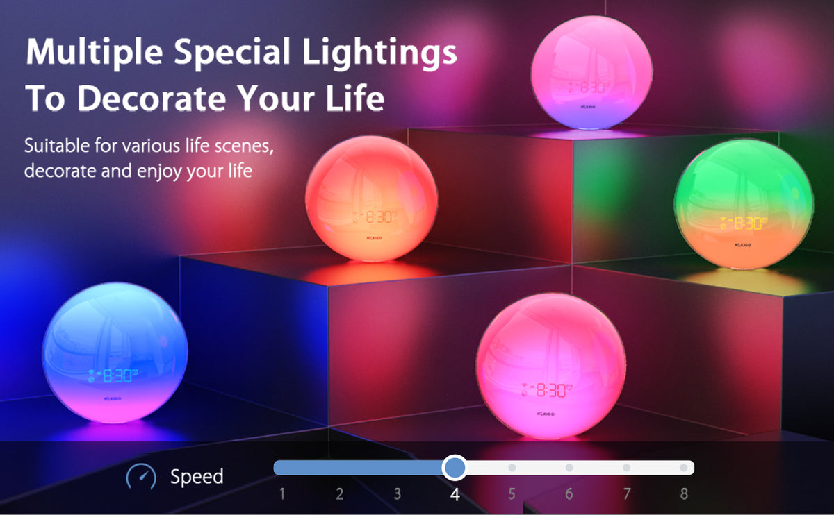 The 5 Sunrise Alarm Clocks showcase different light effects and can adjust the display speed
