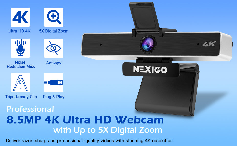 NexiGo AutoFocus 1080P 60FPS Webcam with 4-Port USB 3.0 Hub, FHD USB Web  Camera with Microphone, Privacy Cover, High-Speed Data USB Hub, for