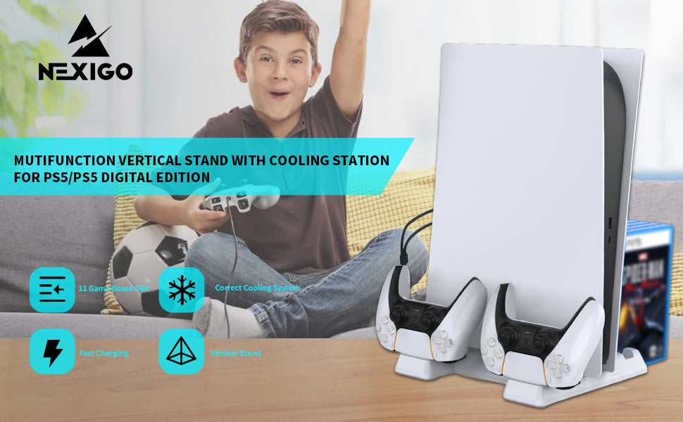  NexiGo Vertical Stand with Cooling Fans for Xbox Series S  Console, 3 Levels Adjustable Fans Rotate Speed with Type-C Power Input, USB  Charging and Data Transmission Ports, White : Video Games