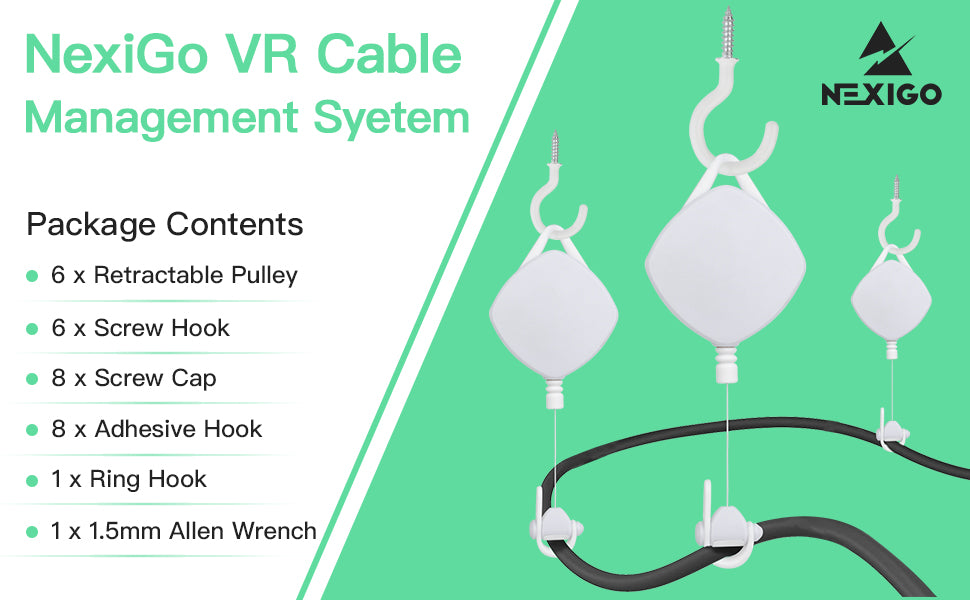 VR Cable Management,6 Packs Retractable Ceiling Pulley System VR