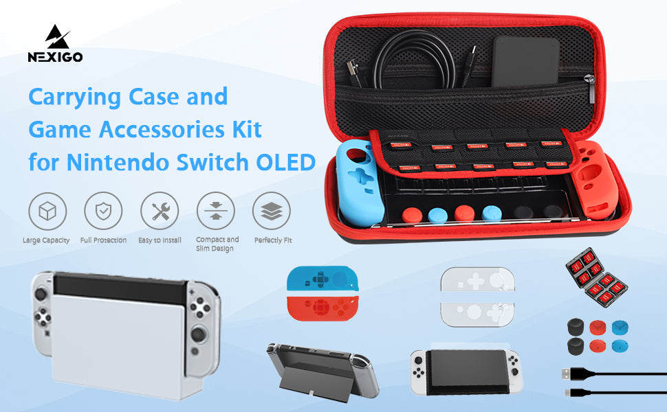 Switch Case for Nintendo Switch and Switch OLED Model, Portable Full  Protection Carrying Travel Bag with 18 Game Cards Storage for Switch  Console Pro