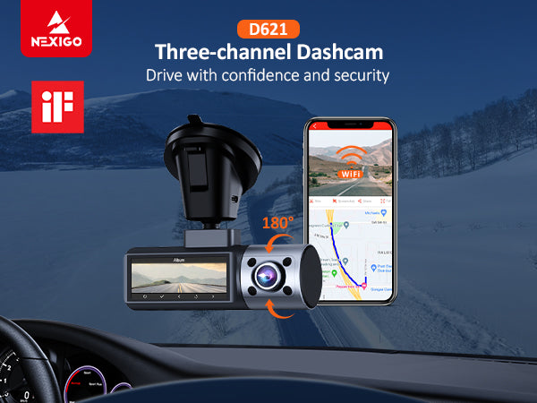 Car Dash Cam 3 Channel Front Inside+Rear Three Way Triple Camera