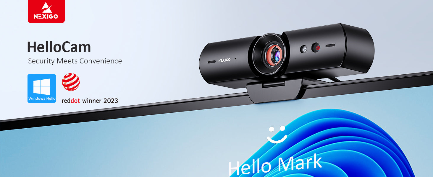  NexiGo HelloCam, 1080P Webcam with Windows Hello, True