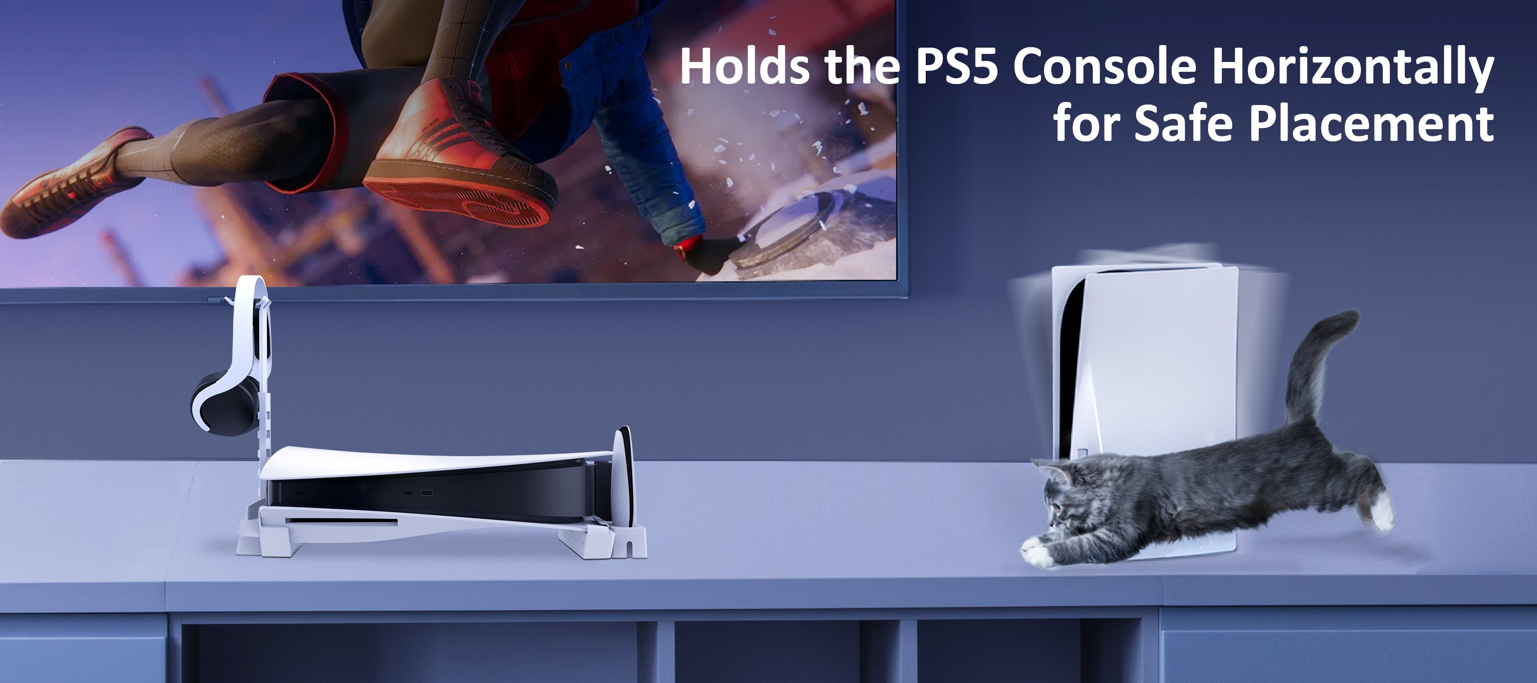 NexiGo PS5 Horizontal Stand, Protect & Improve Heat Dissipation, Compatible  with Disc & Digital Editions, Durable Anti-Slip Design