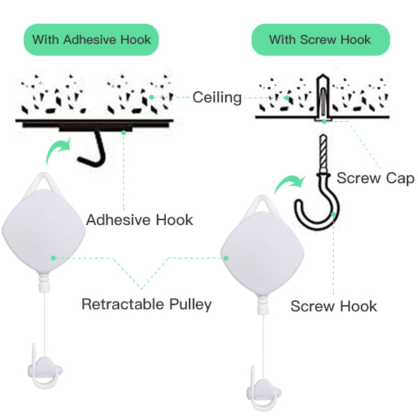 NexiGo VR Cable Management System, Ceiling Hooks with Retractable