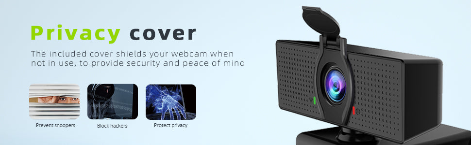Webcam with privacy cover for added privacy when not in use.