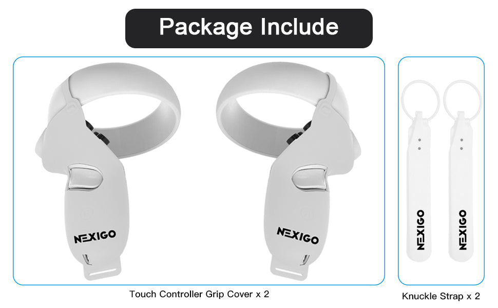 Package Includes: Knuckle Strap x2, Touch Controller Grip Cover x 2