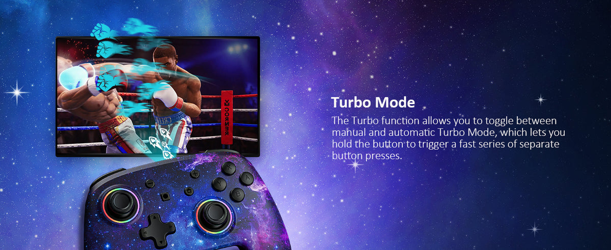 This controller features a Turbo function, allowing you to switch modes.
