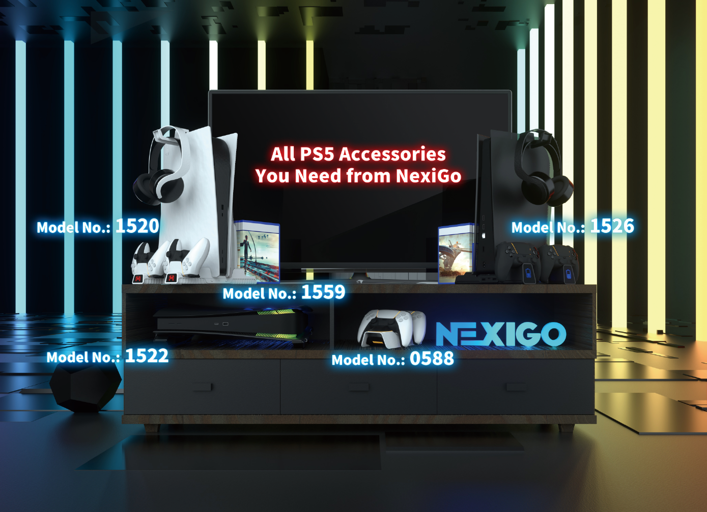  NexiGo Soporte horizontal para accesorios PS5, [diseño  minimalista], soporte base PS5, compatible con Playstation 5 Disc y Digital  Editions, color blanco : NexiGo: Todo lo demás
