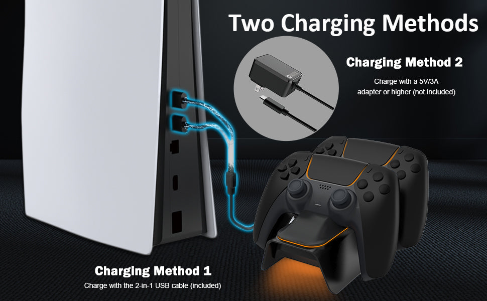 Introduces two ways to power the charging dock.