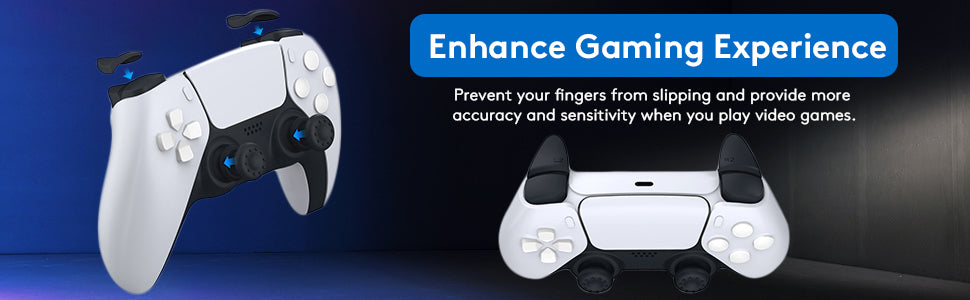 Replaceable thumb grips & trigger extenders to enhance gaming experience