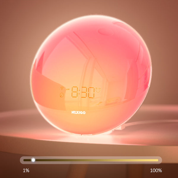 The Sunrise Alarm Clock can adjust the brightness from dim to bright according to your preference