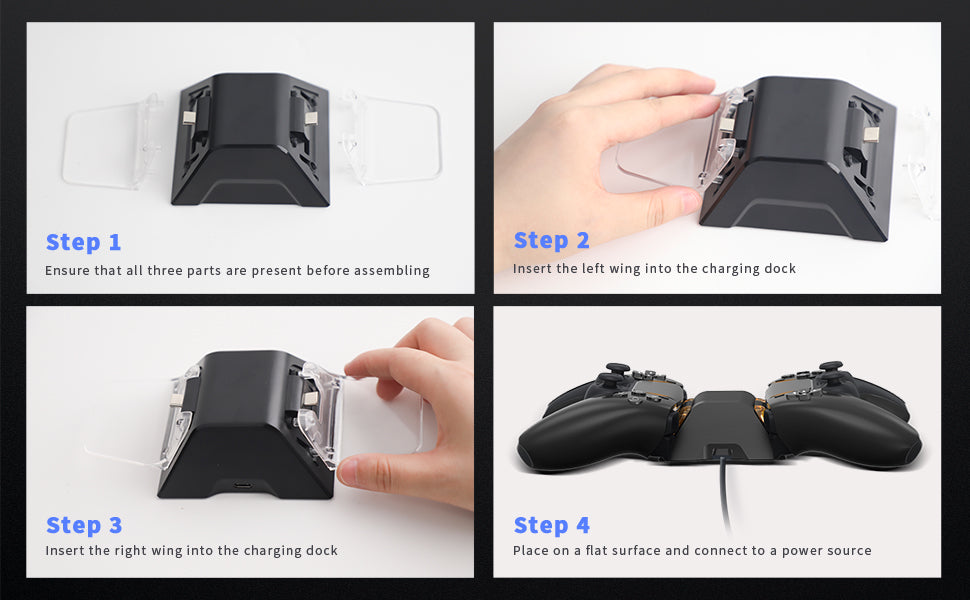 Step-by-step guide on how to use this dock, shown in one image.