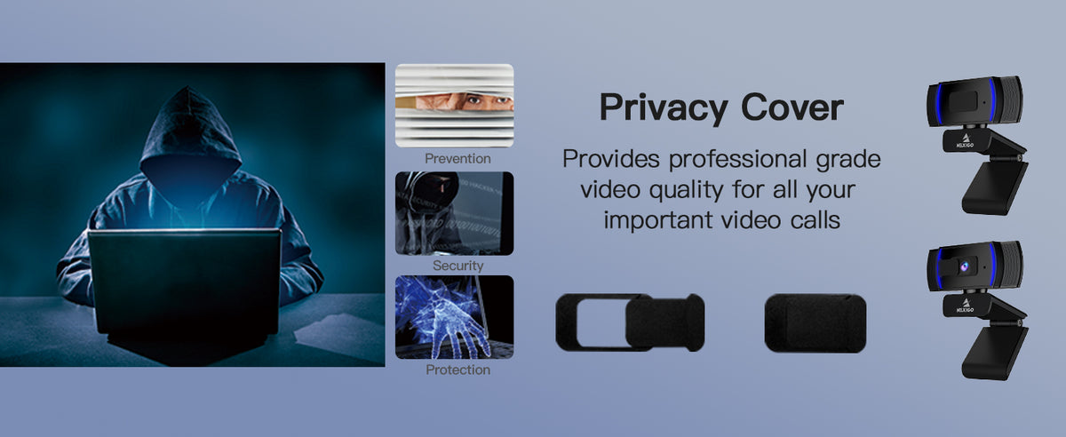 The webcam comes with a privacy cover that can be closed to cover the lens