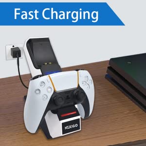 The charging station connects to the wall protector to charge the controller