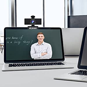Displaying the scene of online teaching using a webcam with a privacy cover.