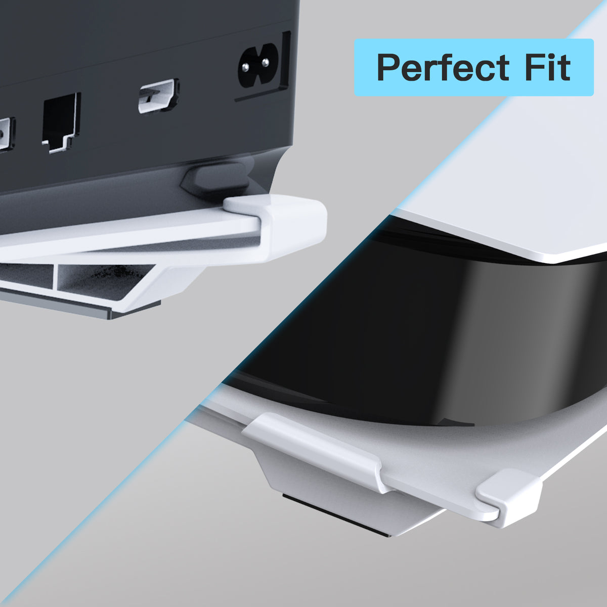 Perfect fit for PS5 console, fits standard entertainment centers.