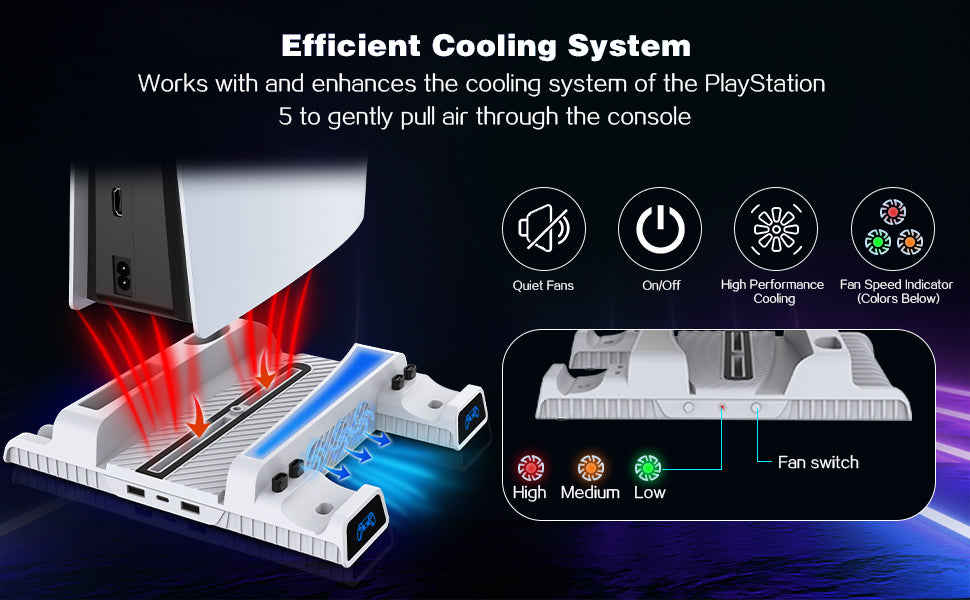 Charging stand and PS5 cooling system in synergy, maintaining console temperature