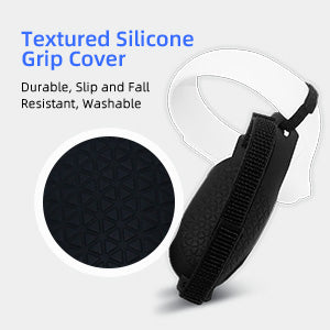 The grip cover is made of silicone material, which has anti-slip properties.