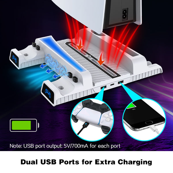 The Charging stand has 2 USB ports, providing additional charging options 