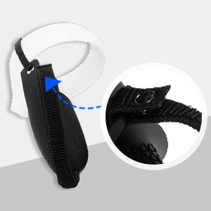 The Velcro straps on the grip cover provide drop protection for the VR controllers.