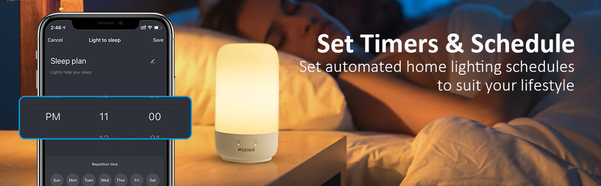 Setting automatic lighting time based on sleep schedule.