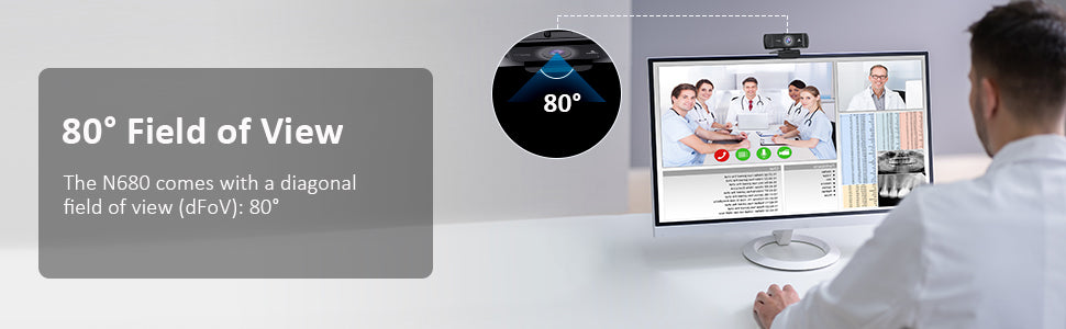 The webcam has an 80° field of view