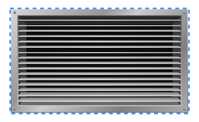 Outer dimensions on the front of a vent