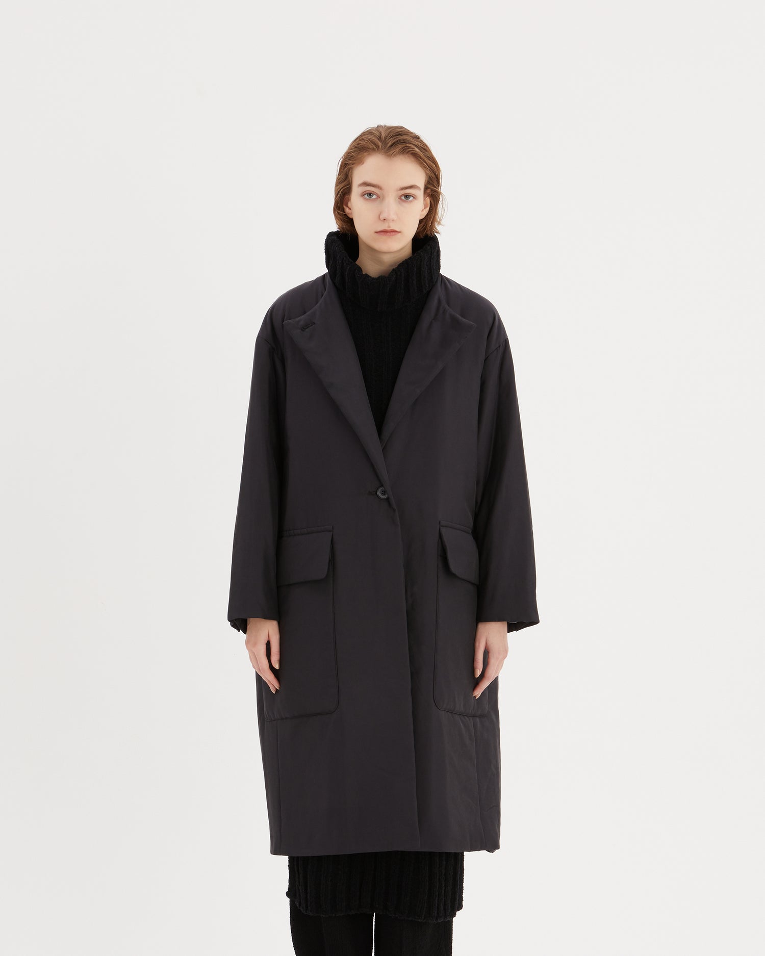 rito structure Cupro Padded Long Coat-