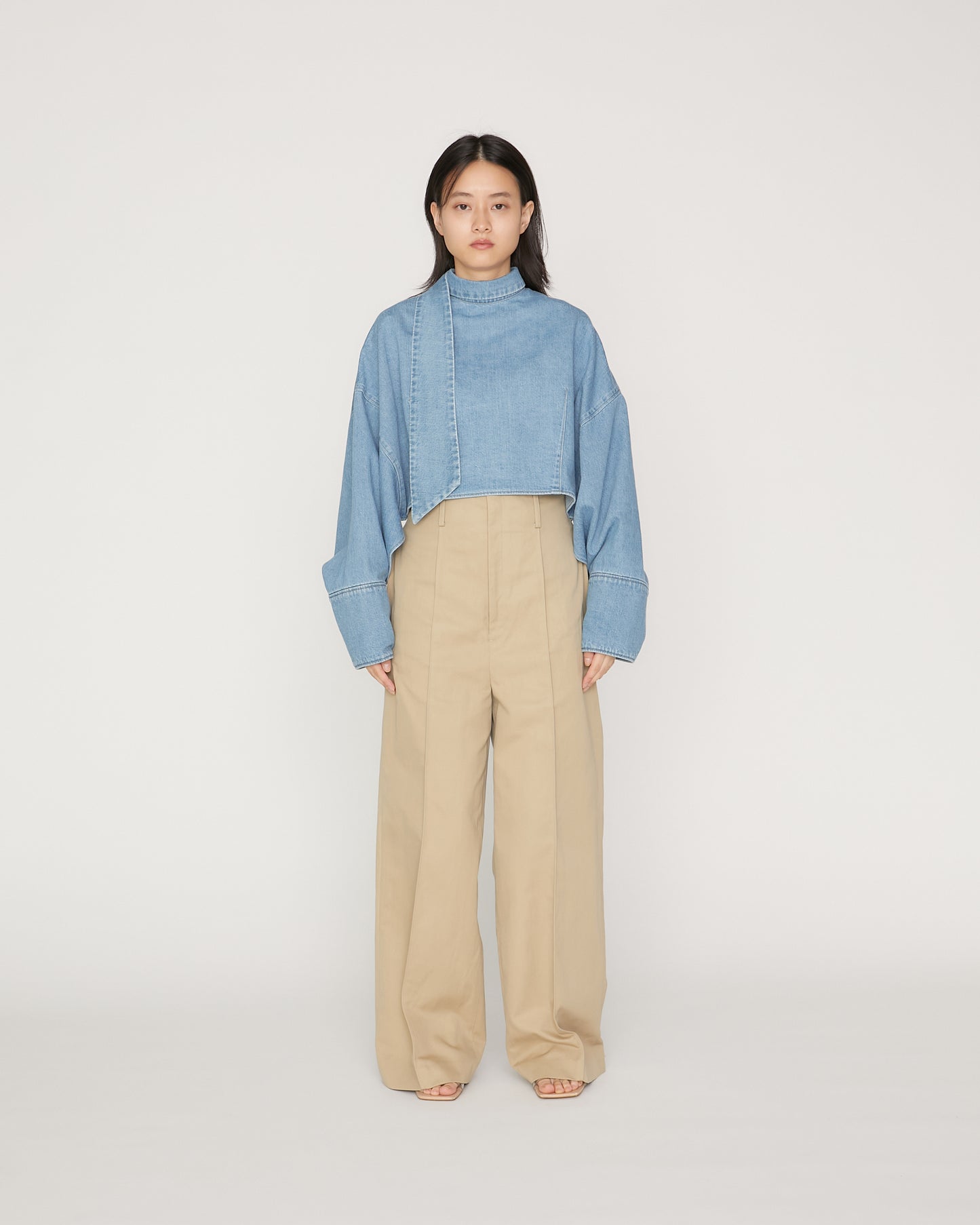 rito structure Hemp Denim Bow Tie Blouse | labiela.com