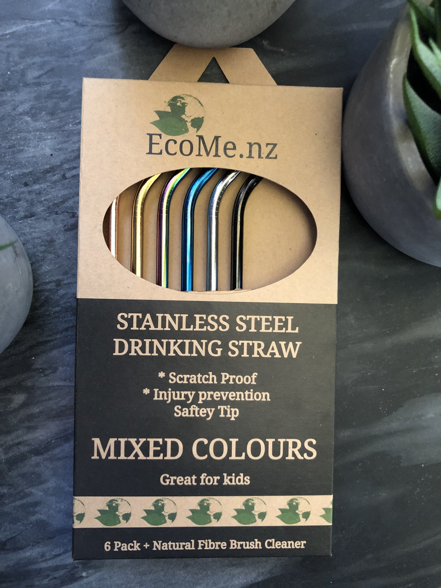 Stainless Steel Drinking Straws 6 x Multi Colour NZ