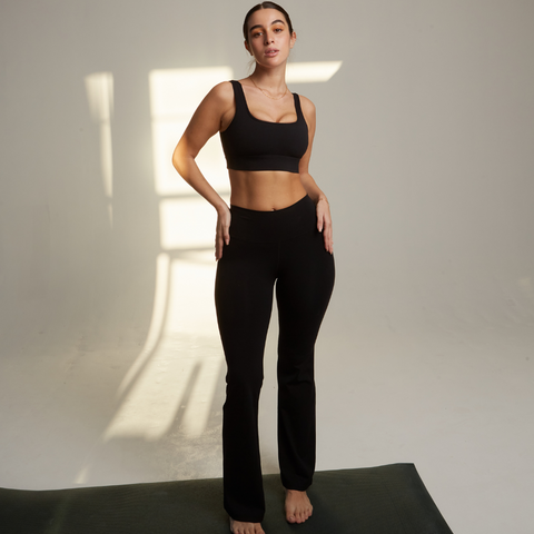 Two-way Organic Cotton Yoga Pants in Black -  Israel