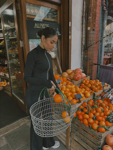 black leggings image with fruit