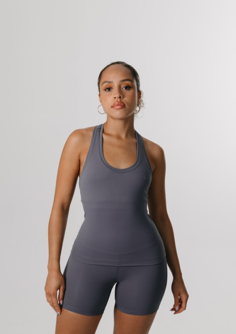 SkinLuxe Built-In Support Racerback Vest - Tornada Grey | TALA