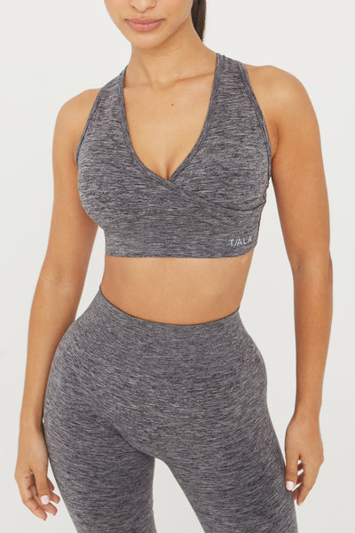 Sculpt Seamless Strappy Sports Bra - Slate Green Marl