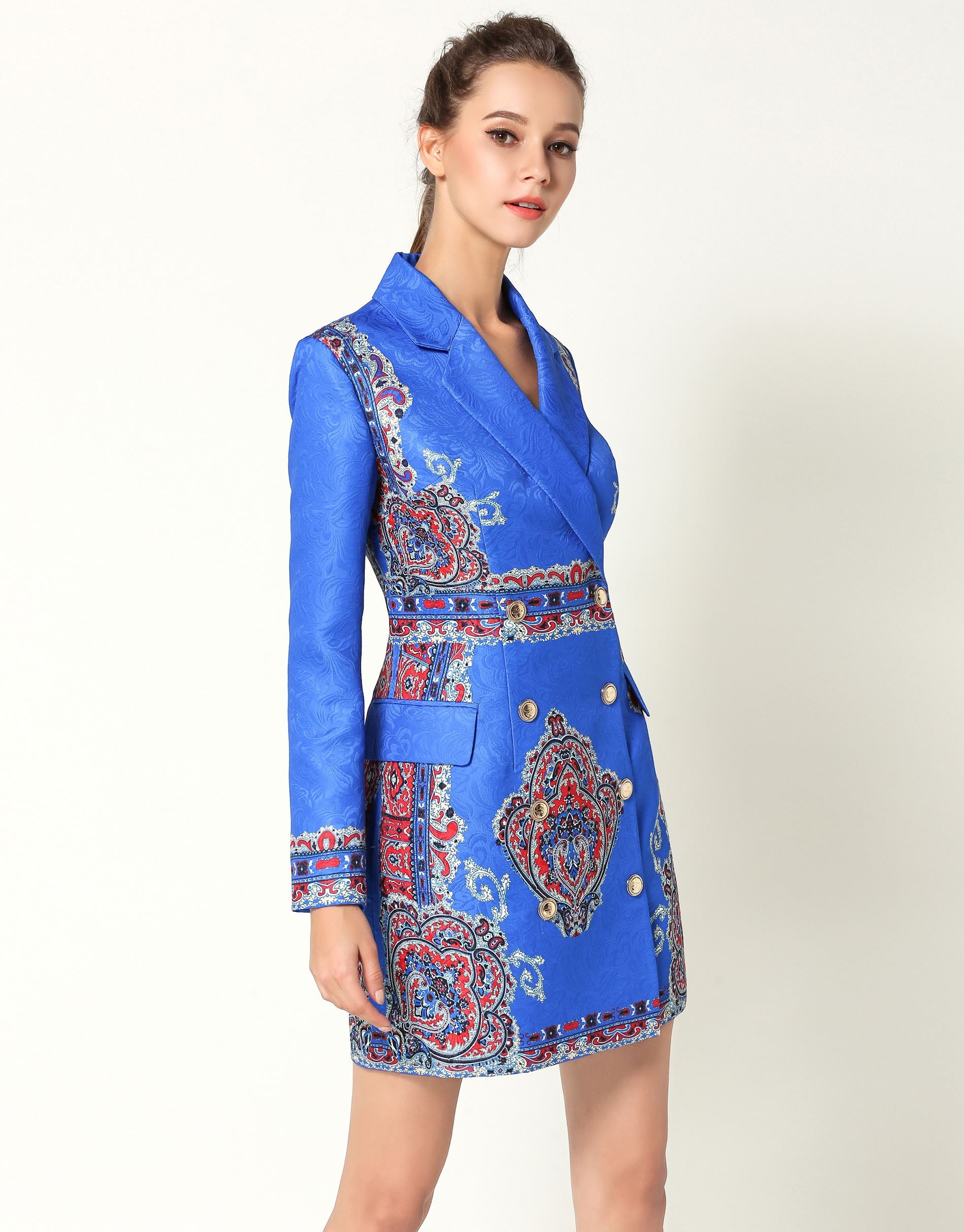 comino couture blue blazer dress