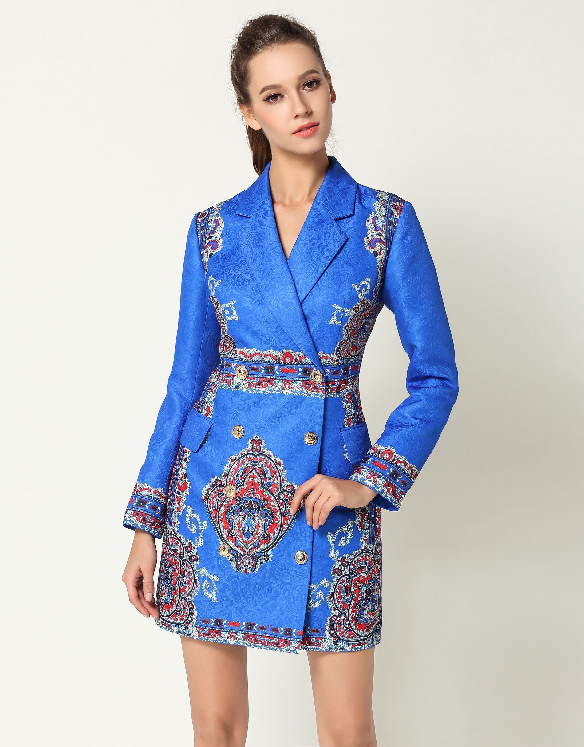 comino couture blue blazer dress